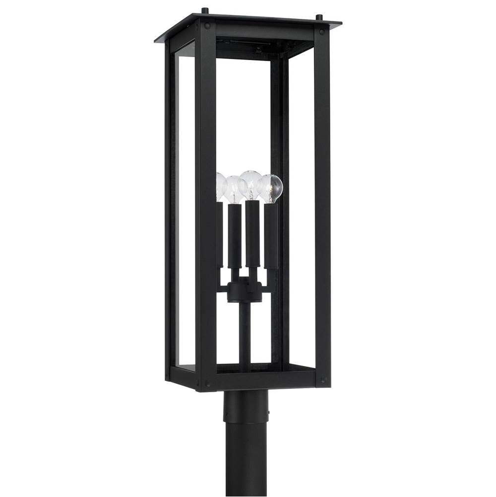 Capital Lighting 934643BK Black 11''w X 29''h 4-light Post Lantern In Black With Clear Glass Image 1
