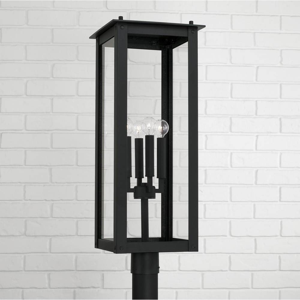 Capital Lighting Hunt 11''w X 29''h 4-light Post Lantern In Black With Clear Glass