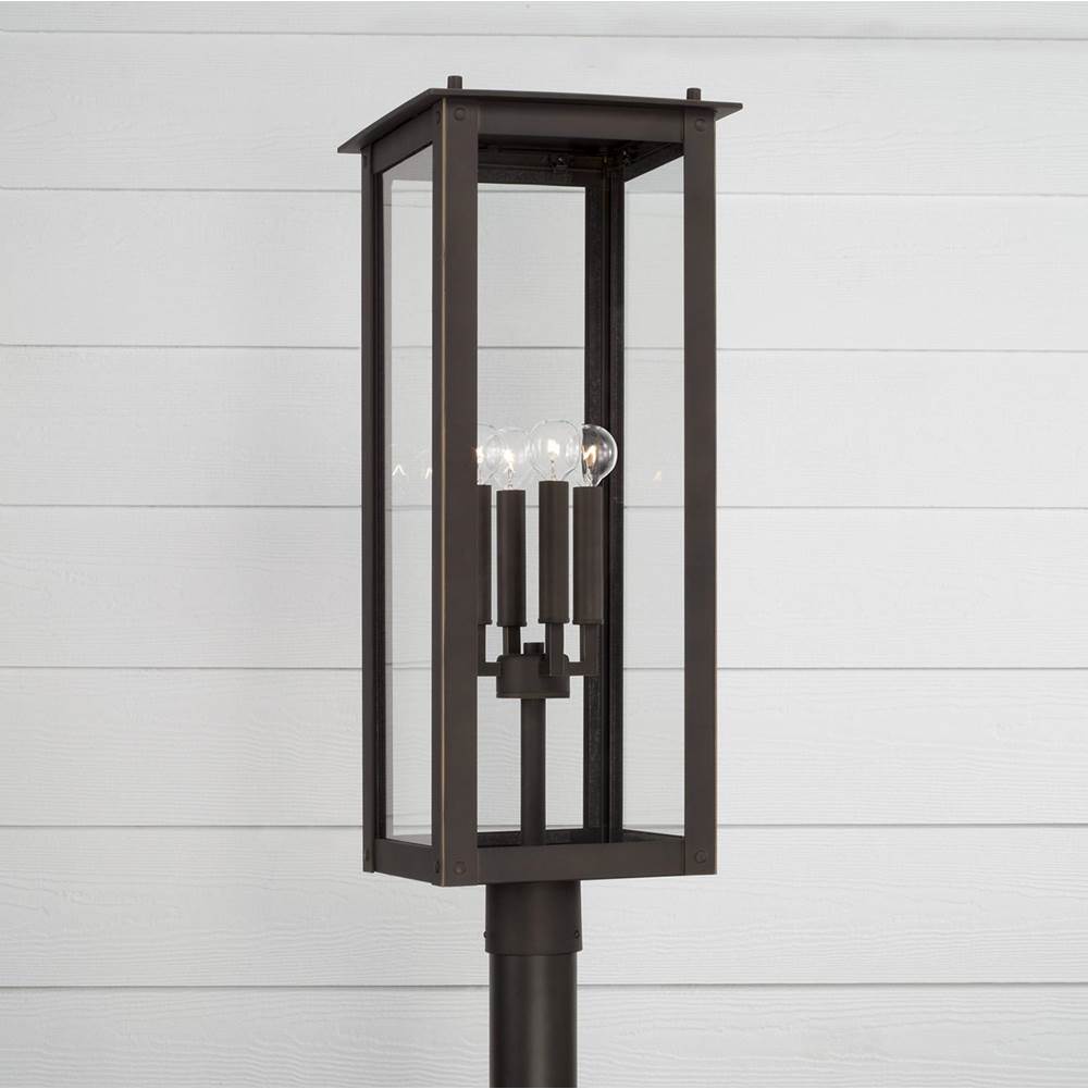 Capital Lighting Hunt 11''w X 29''h 4-light Post Lantern In Black With Clear Glass