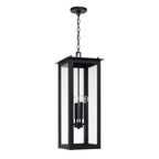 Capital Lighting 934644BK Black 11'' W X 28.5'' H 4-light Outdoor Rectangular Hanging Lantern In Black With Clear Glass Image 1