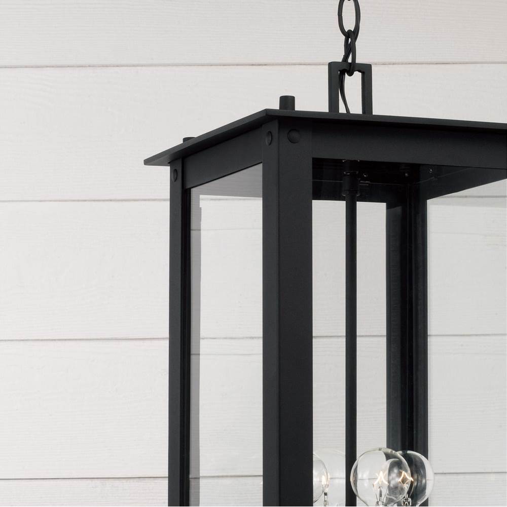 Capital Lighting 934644BK Black 11'' W X 28.5'' H 4-light Outdoor Rectangular Hanging Lantern In Black With Clear Glass Image 3