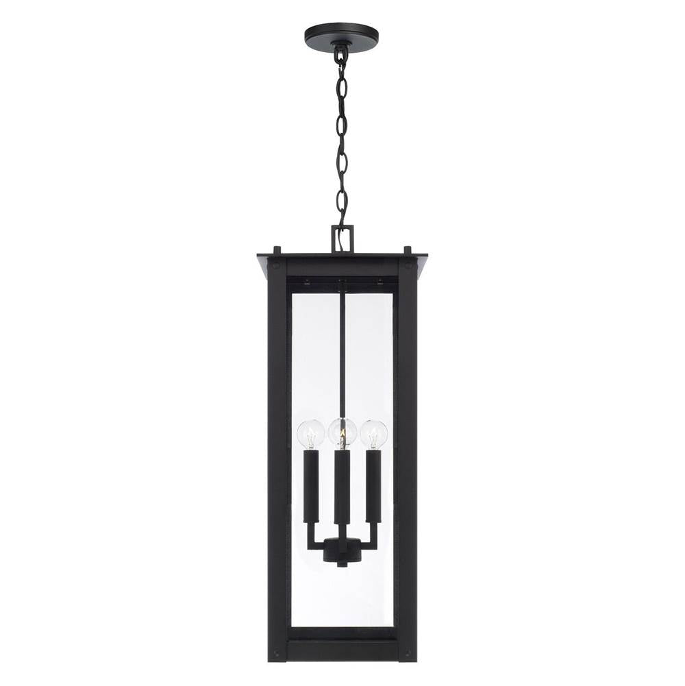 Capital Lighting 934644BK Black 11'' W X 28.5'' H 4-light Outdoor Rectangular Hanging Lantern In Black With Clear Glass Image 2