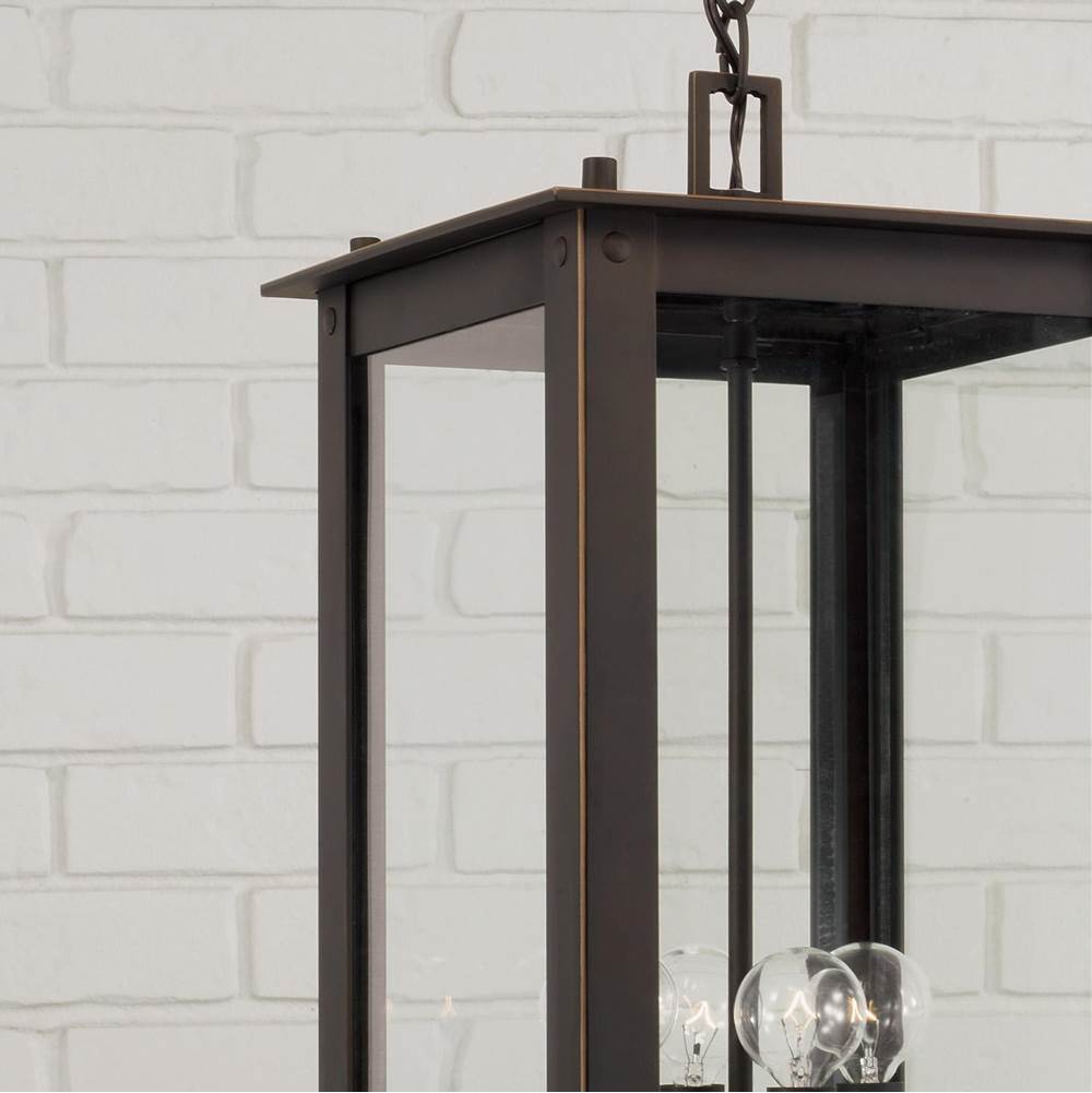 Capital Lighting 934644OZ Oiled Bronze 12'' W X 28.5'' H 4-light Outdoor Rectangular Hanging Lantern In Oiled Bronze With Clear Glass Image 3