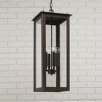 Capital Lighting Hunt 11'' W X 28.5'' H 4-light Outdoor Rectangular Hanging Lantern In Black With Clear Glass
