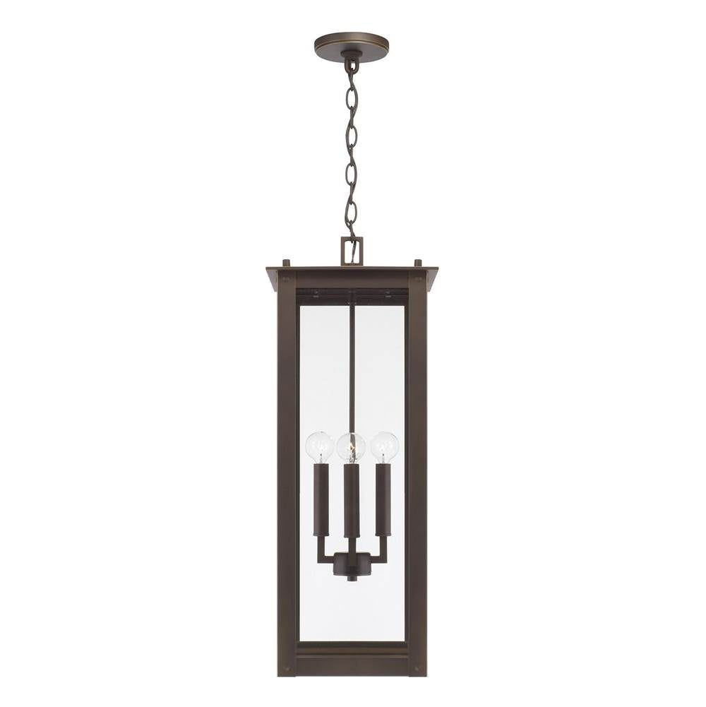 Capital Lighting 934644OZ Oiled Bronze 12'' W X 28.5'' H 4-light Outdoor Rectangular Hanging Lantern In Oiled Bronze With Clear Glass Image 2