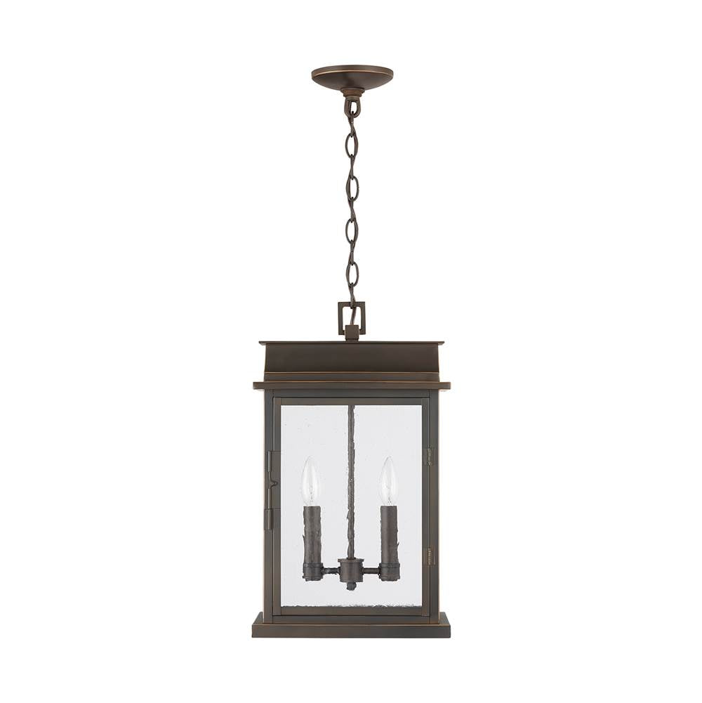 Capital Lighting 936823OZ Oiled Bronze 12'' W X 20'' H 2-light Antiqued Glass Outdoor Hanging Lantern In Oiled Bronze Image 1