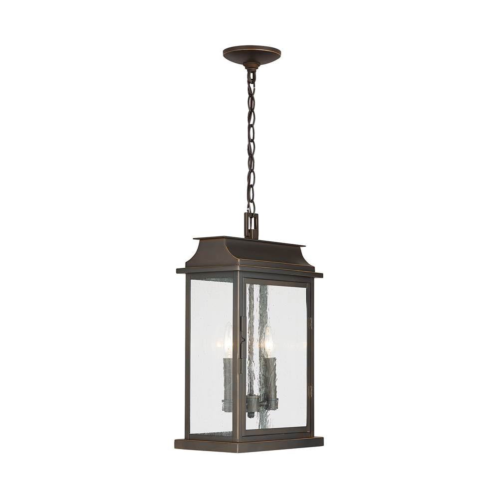 Capital Lighting Bolton 12'' W X 20'' H 2-light Antiqued Glass Outdoor Hanging Lantern In Oiled Bronze