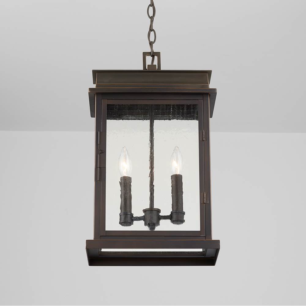 Capital Lighting 936823OZ Oiled Bronze 12'' W X 20'' H 2-light Antiqued Glass Outdoor Hanging Lantern In Oiled Bronze Image 3