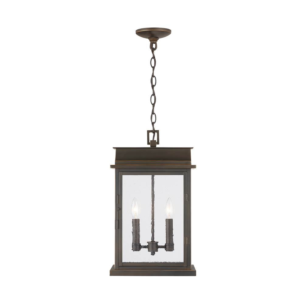 Capital Lighting 936823OZ Oiled Bronze 12'' W X 20'' H 2-light Antiqued Glass Outdoor Hanging Lantern In Oiled Bronze Image 2
