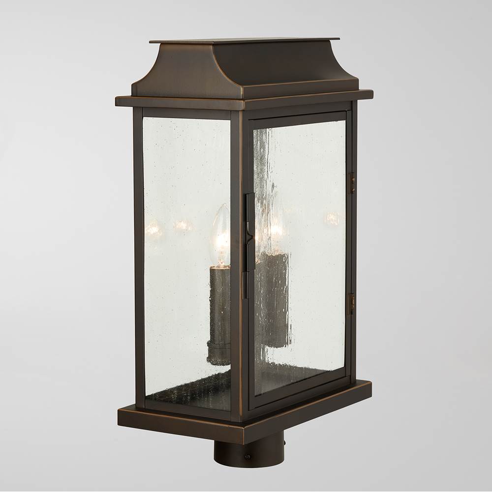 Capital Lighting 936832OZ Oiled Bronze 12'' W X 20'' H 3-light Antiqued Glass Outdoor Post Lantern Fits 3'' Post (sold Separately) In Oiled Bronze Image 4