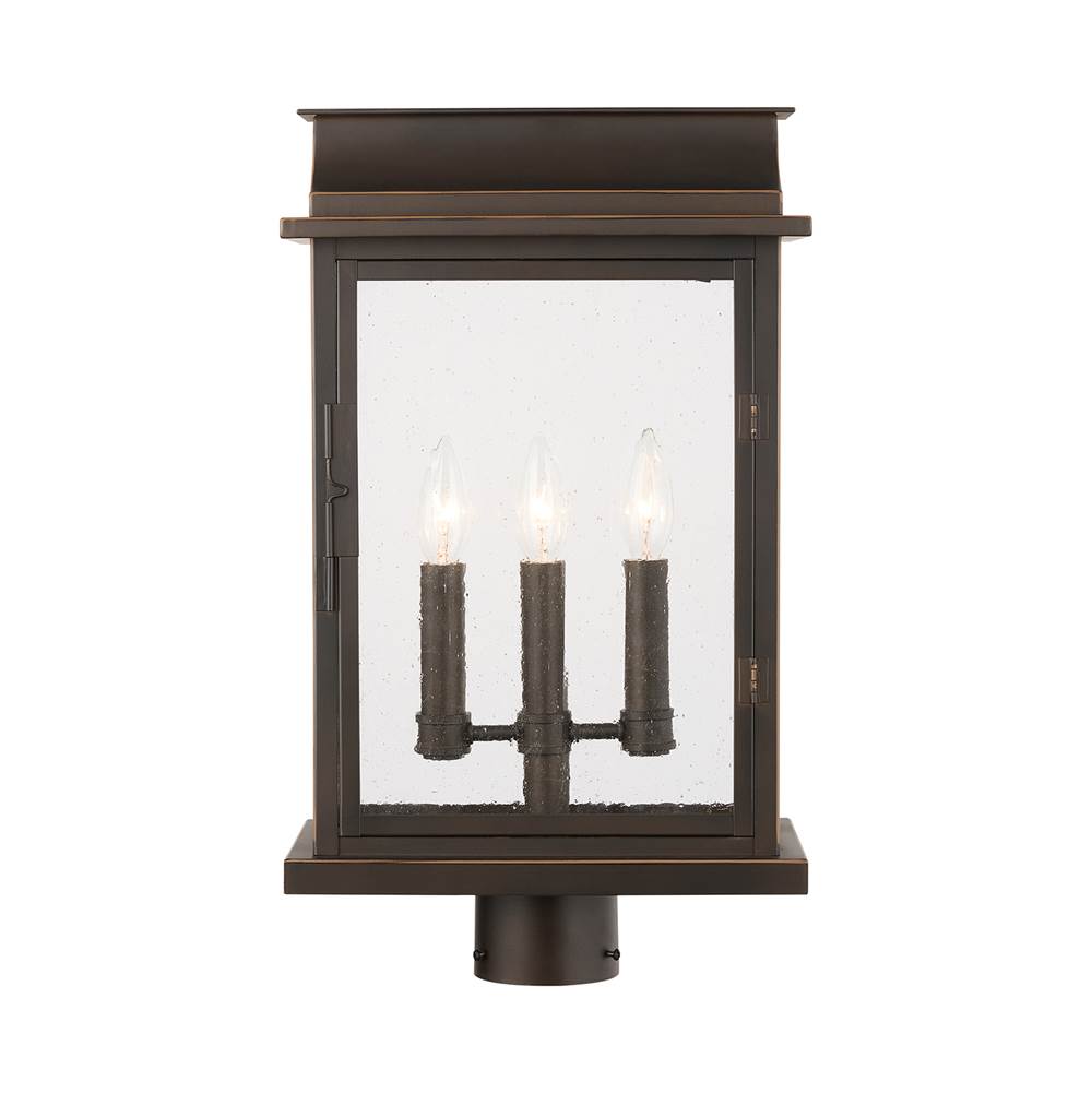 Capital Lighting 936832OZ Oiled Bronze 12'' W X 20'' H 3-light Antiqued Glass Outdoor Post Lantern Fits 3'' Post (sold Separately) In Oiled Bronze Image 2
