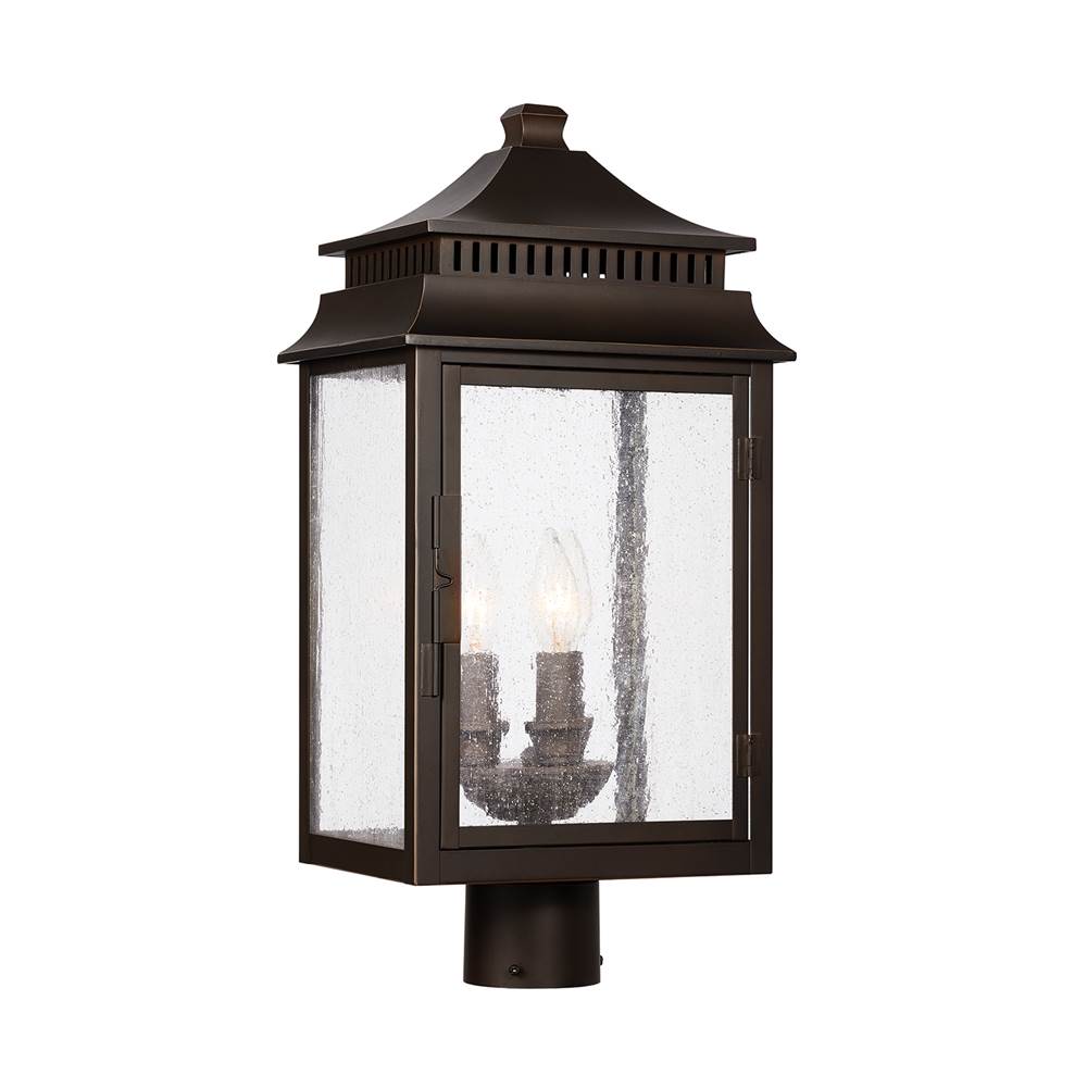 Capital Lighting Sutter Creek 10'' W X 21'' H 3-light Antiqued Water Glass Outdoor Post Lantern Fits 3'' Post (sold Separately) In Oiled Bronze