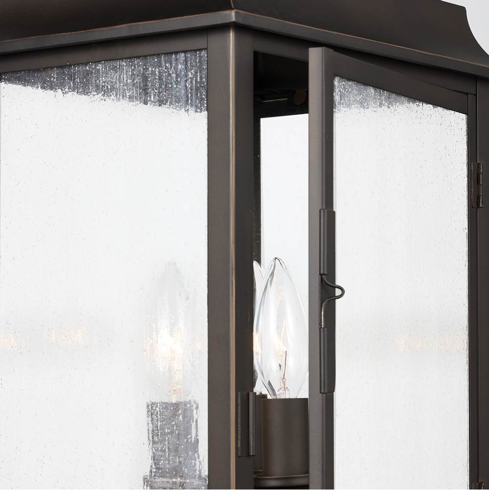 Capital Lighting 936932OZ Oiled Bronze 10'' W X 21'' H 3-light Antiqued Water Glass Outdoor Post Lantern Fits 3'' Post (sold Separately) In Oiled Bronze Image 4