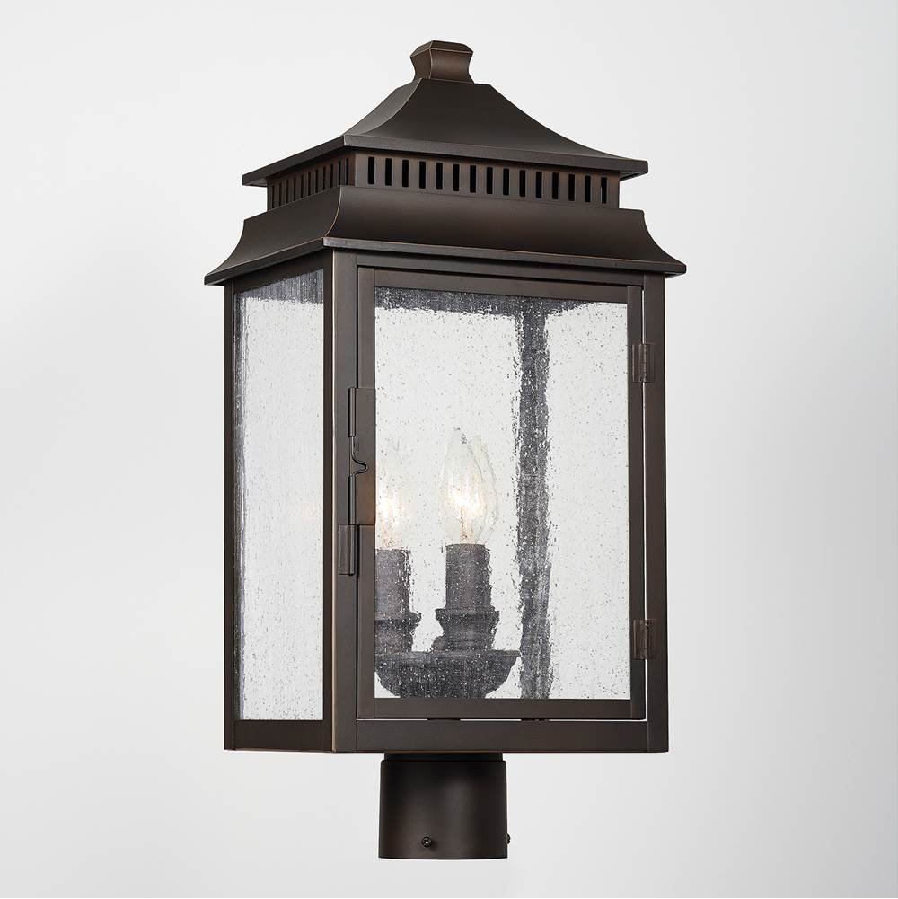 Capital Lighting 936932OZ Oiled Bronze 10'' W X 21'' H 3-light Antiqued Water Glass Outdoor Post Lantern Fits 3'' Post (sold Separately) In Oiled Bronze Image 3