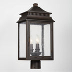Capital Lighting 936932OZ Oiled Bronze 10'' W X 21'' H 3-light Antiqued Water Glass Outdoor Post Lantern Fits 3'' Post (sold Separately) In Oiled Bronze Image 3