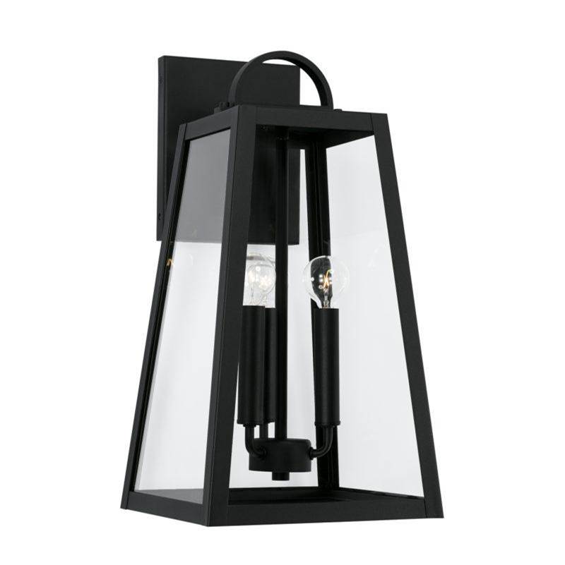 Capital Lighting Leighton 10''w X 19.5''h 3-light Outdoor Wall Lantern In Black With Clear Glass
