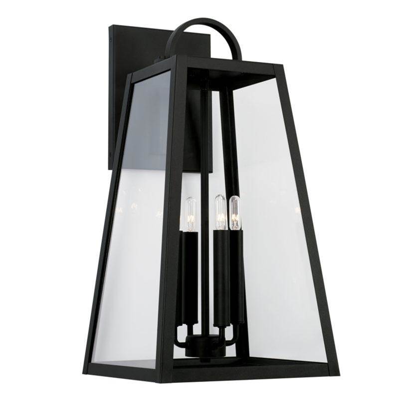 Capital Lighting Leighton 12''w X 23''h 4-light Outdoor Wall Lantern In Black With Clear Glass