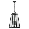 Capital Lighting Leighton 12'' W X 23'' H 4-light Outdoor Hanging Lantern Pendant In Black With Clear Glass