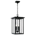 Capital Lighting Barrett 11.5'' W X 21'' H 4-light Outdoor Hanging Lantern Pendant In Black With Antiqued Glass