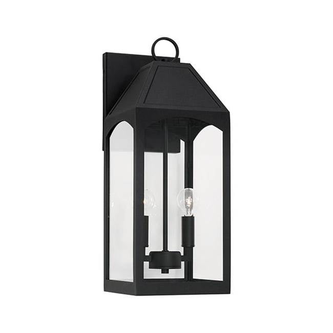 Capital Lighting 946321BK Black 8'' W X 20.5'' H Outdoor 2-light Medium Wall Lantern In Black With Clear Glass Image 1