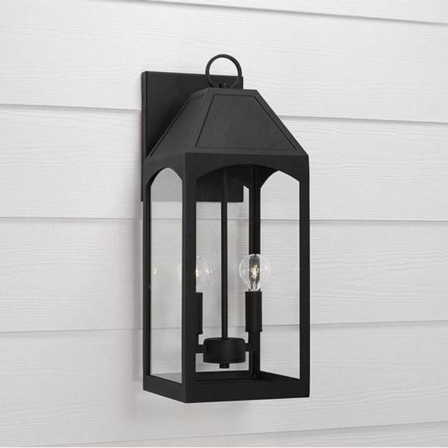 Capital Lighting 946321BK Black 8'' W X 20.5'' H Outdoor 2-light Medium Wall Lantern In Black With Clear Glass Image 2