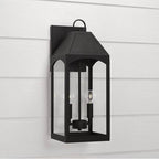 Capital Lighting 946321BK Black 8'' W X 20.5'' H Outdoor 2-light Medium Wall Lantern In Black With Clear Glass Image 2