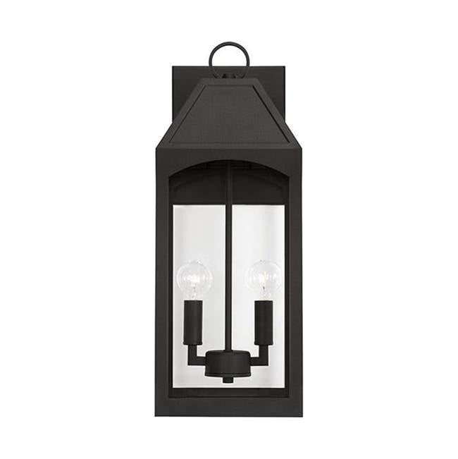 Capital Lighting Burton 8'' W X 20.5'' H Outdoor 2-light Medium Wall Lantern In Black With Clear Glass