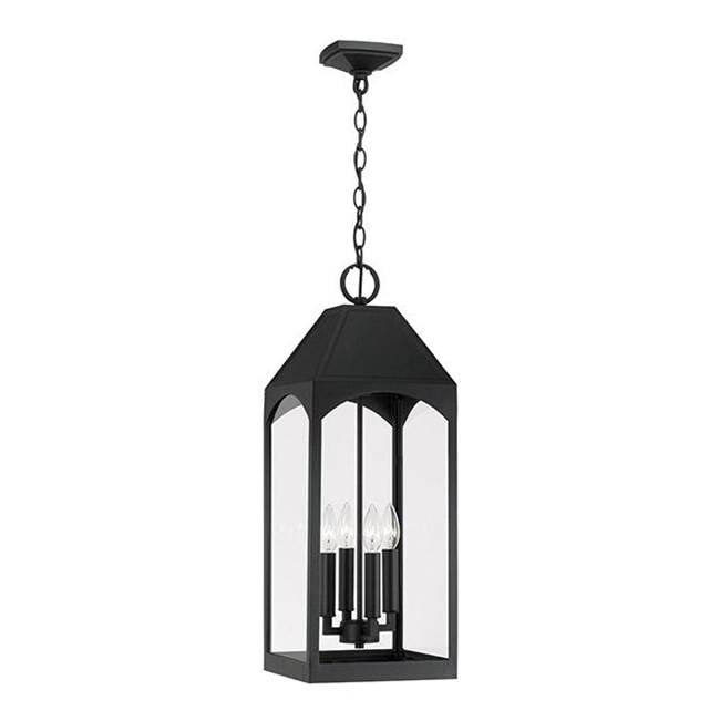 Capital Lighting 946342BK Black 10'' W X 26.5'' H Outdoor 4-light Hanging Lantern In Black With Clear Glass Image 1