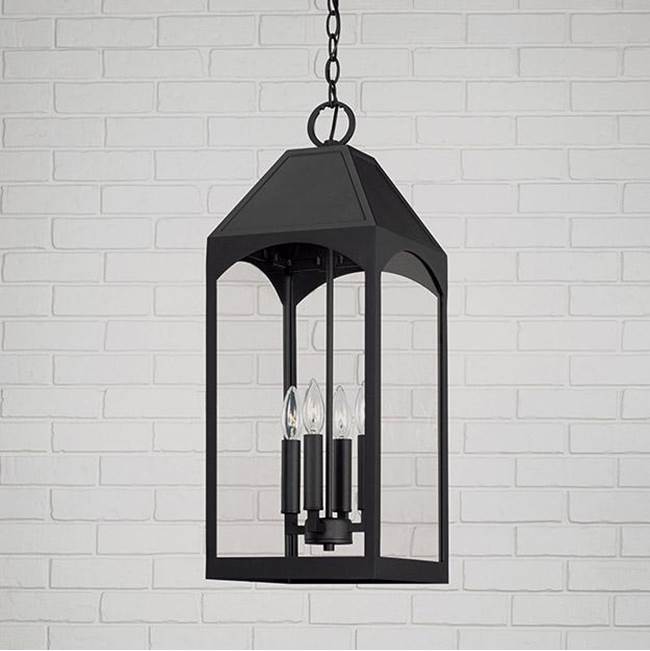 Capital Lighting 946342BK Black 10'' W X 26.5'' H Outdoor 4-light Hanging Lantern In Black With Clear Glass Image 2