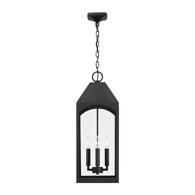 Capital Lighting Burton 10'' W X 26.5'' H Outdoor 4-light Hanging Lantern In Black With Clear Glass
