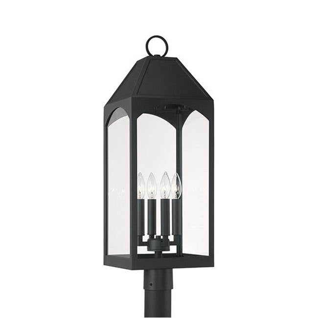Capital Lighting 946343BK Black 10'' W X 29'' H Outdoor 4-light Post Lantern In Black With Clear Glass Image 1