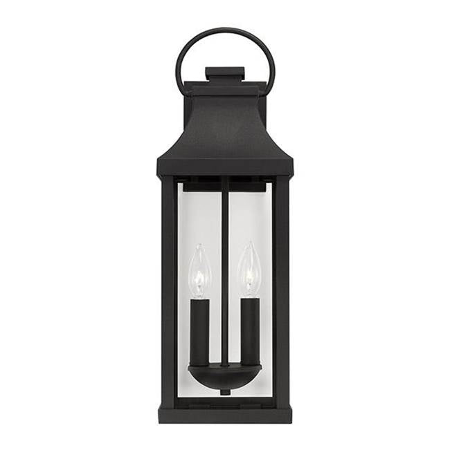 Capital Lighting Bradford 7'' W X 21'' H Outdoor 2-light Medium Wall Lantern In Black With Clear Glass