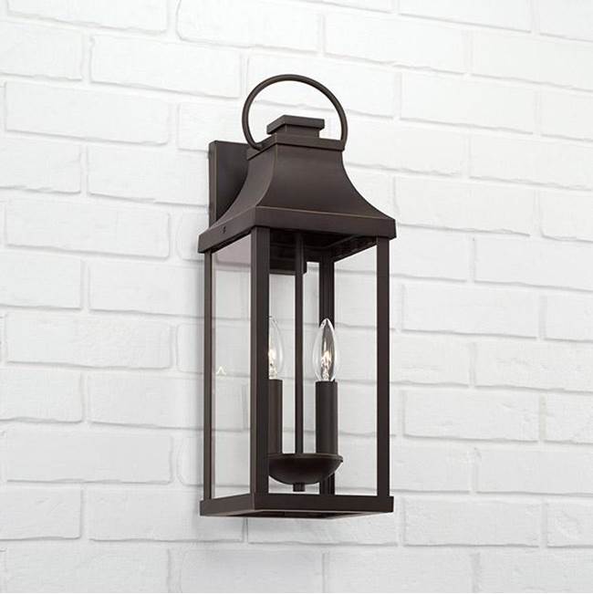 Capital Lighting 946421OZ Oiled Bronze 7'' W X 21'' H Outdoor 2-light Medium Wall Lantern In Oiled Bronze With Clear Glass Image 2