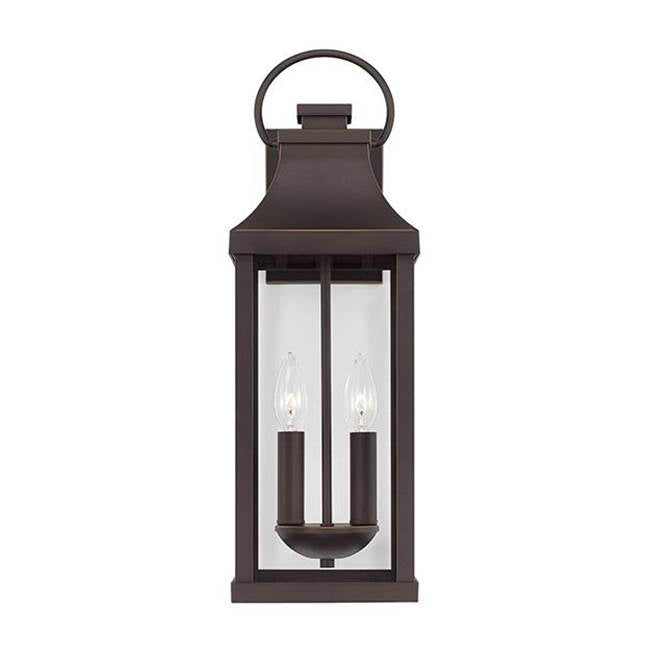 Capital Lighting Bradford 7'' W X 21'' H Outdoor 2-light Medium Wall Lantern In Black With Clear Glass