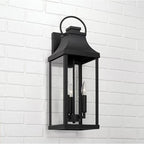 Capital Lighting 946431BK Black 8'' W X 24'' H Outdoor 3-light Large Wall Lantern In Black With Clear Glass Image 2