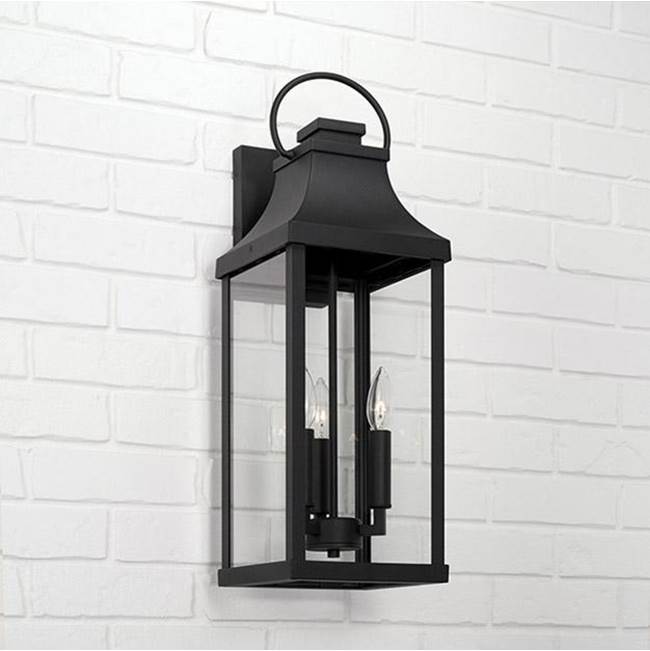 Capital Lighting 946431BK Black 8'' W X 24'' H Outdoor 3-light Large Wall Lantern In Black With Clear Glass Image 2
