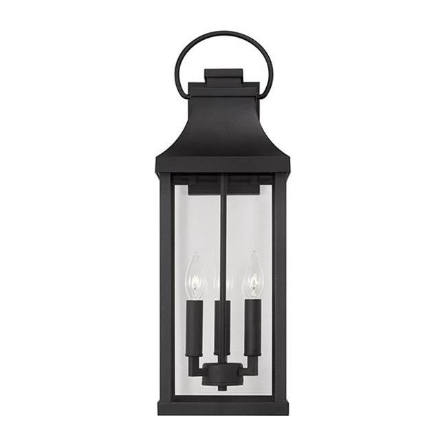 Capital Lighting Bradford 8'' W X 24'' H Outdoor 3-light Large Wall Lantern In Black With Clear Glass