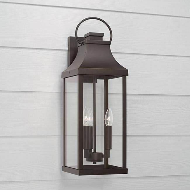 Capital Lighting 946431OZ Oiled Bronze 8'' W X 24'' H Outdoor 3-light Large Wall Lantern In Oiled Bronze With Clear Glass Image 2