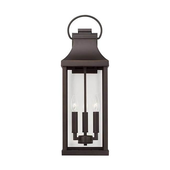 Capital Lighting Bradford 8'' W X 24'' H Outdoor 3-light Large Wall Lantern In Black With Clear Glass