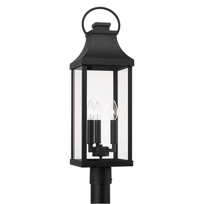 Capital Lighting 946432BK Black 8'' W X 27'' H Outdoor 3-light Post Lantern In Black With Clear Glass And Fits 3inch Post (sold Separately) Image 1