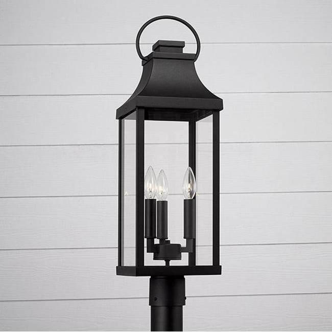 Capital Lighting 946432BK Black 8'' W X 27'' H Outdoor 3-light Post Lantern In Black With Clear Glass And Fits 3inch Post (sold Separately) Image 2