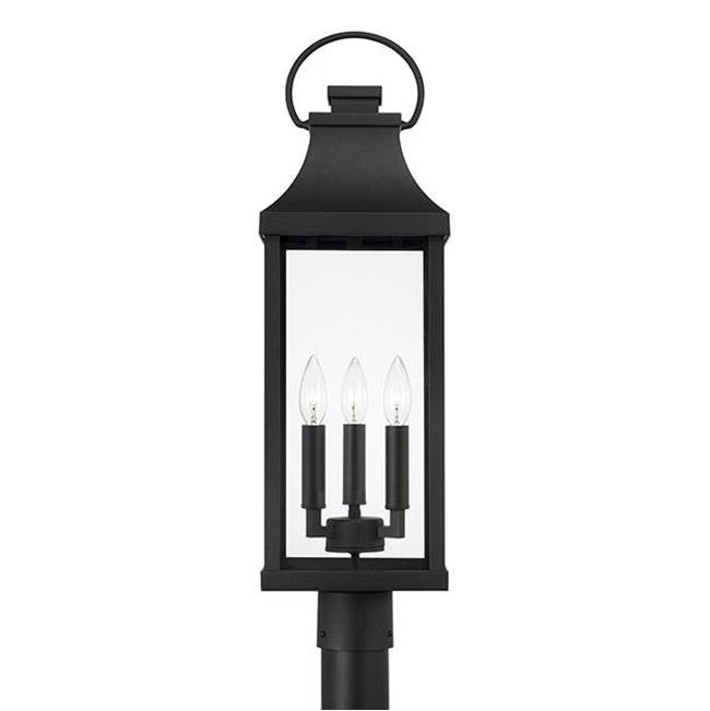 Capital Lighting Bradford 8'' W X 27'' H Outdoor 3-light Post Lantern In Black With Clear Glass And Fits 3inch Post (sold Separately)
