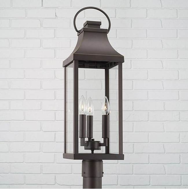 Capital Lighting 946432OZ Oiled Bronze 8'' W X 27'' H Outdoor 3-light Post Lantern In Oiled Bronze With Clear Glass And Fits 3inch Post (sold Separately) Image 2