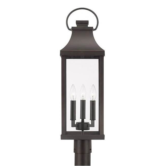 Capital Lighting Bradford 8'' W X 27'' H Outdoor 3-light Post Lantern In Black With Clear Glass And Fits 3inch Post (sold Separately)