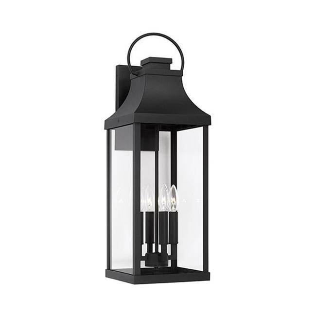 Capital Lighting 946441BK Black 9'' W X 27'' H Outdoor 4-light Extra Large Wall Lantern In Black With Clear Glass Image 1