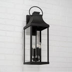 Capital Lighting 946441BK Black 9'' W X 27'' H Outdoor 4-light Extra Large Wall Lantern In Black With Clear Glass Image 2
