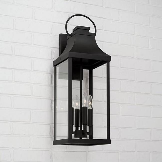 Capital Lighting 946441BK Black 9'' W X 27'' H Outdoor 4-light Extra Large Wall Lantern In Black With Clear Glass Image 2
