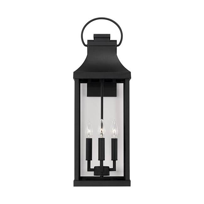 Capital Lighting Bradford 9'' W X 27'' H Outdoor 4-light Extra Large Wall Lantern In Black With Clear Glass