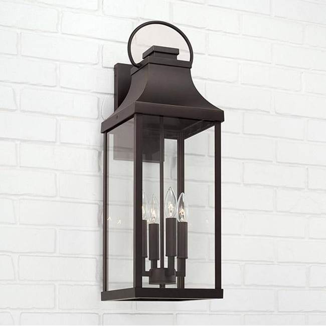 Capital Lighting 946441OZ Oiled Bronze 9'' W X 27'' H Outdoor 4-light Extra Large Wall Lantern In Oiled Bronze With Clear Glass Image 2