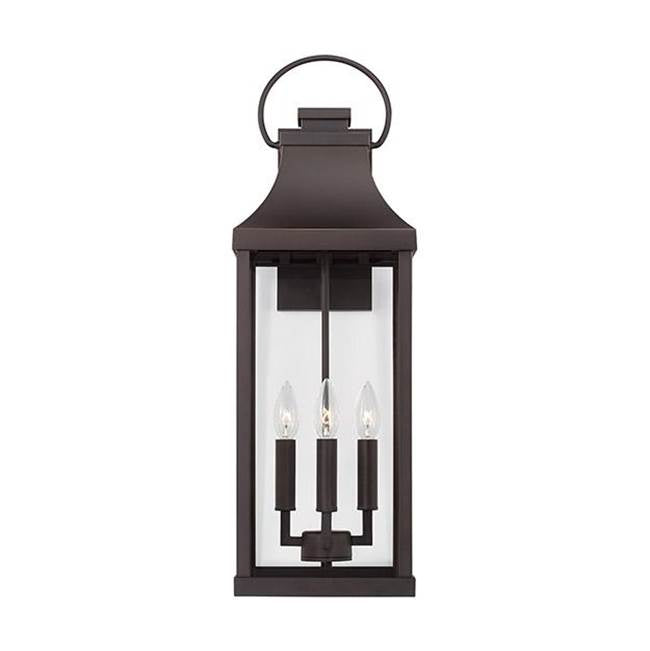 Capital Lighting Bradford 9'' W X 27'' H Outdoor 4-light Extra Large Wall Lantern In Black With Clear Glass
